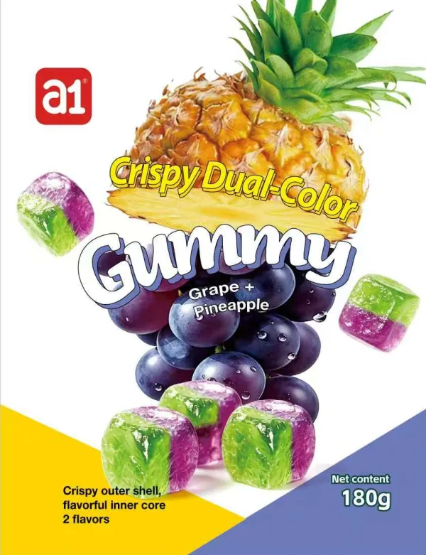 Мармелад 4D хрустящий двухцветный (виноград + ананас)