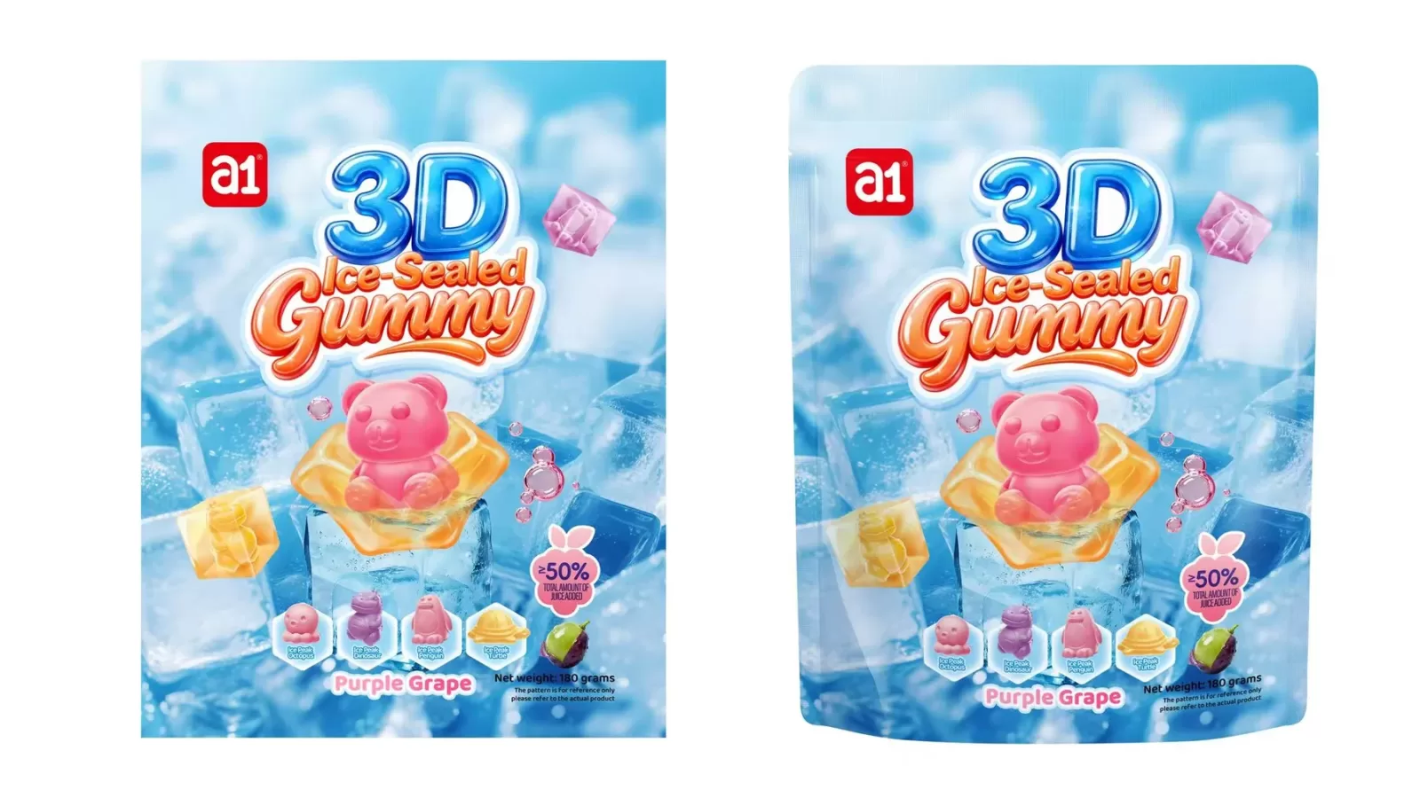 семейство 3D и очищаемых жевательных конфет в дой-паках для экспорта