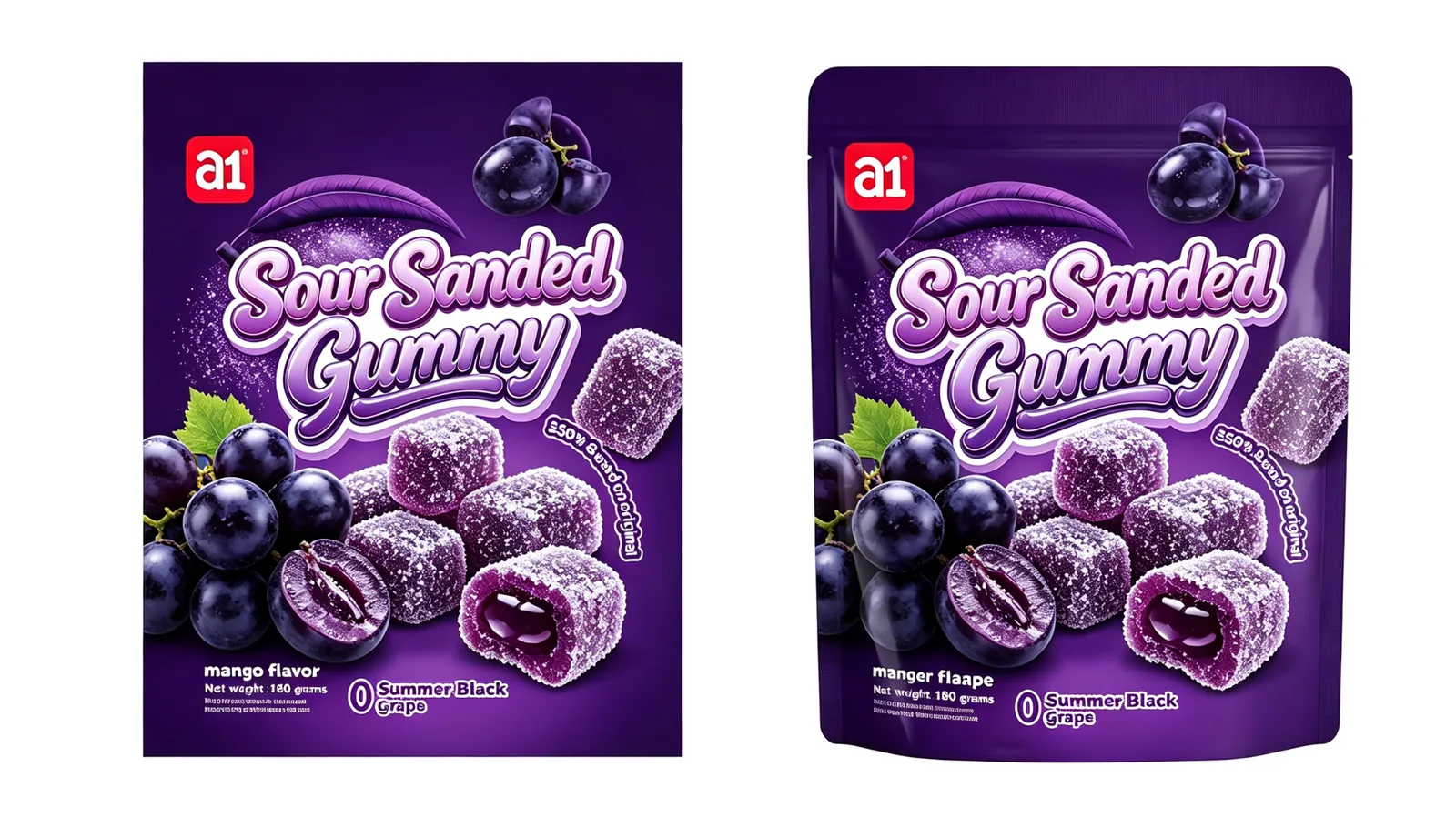 Sour Sanded Gummy Летний Чёрный Виноград — обсыпная конфета с натуральным красителем и фруктовой начинкой