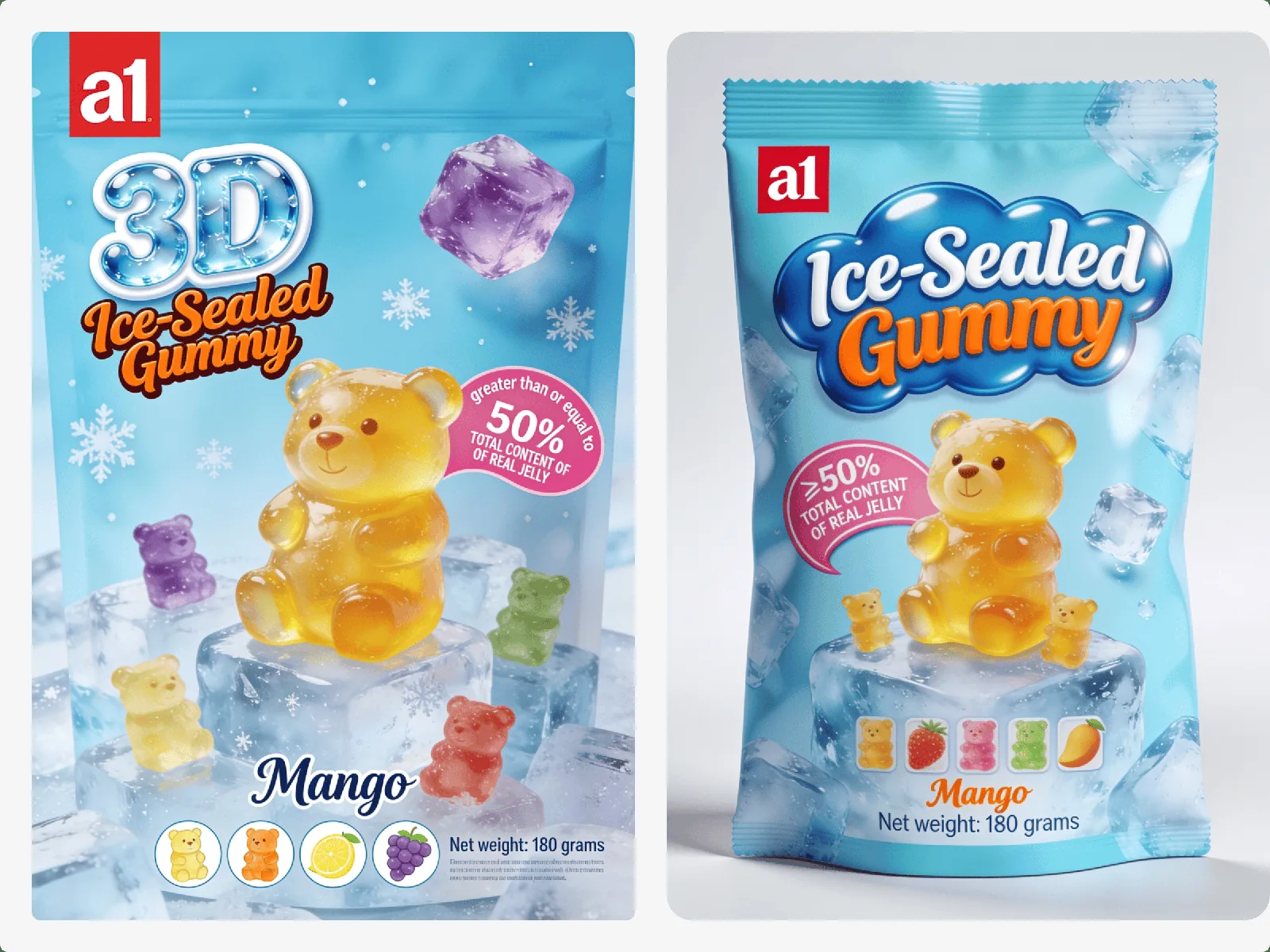 жевательные конфеты a1 3D Ice-Sealed со вкусом манго, упаковка для ритейла на английском